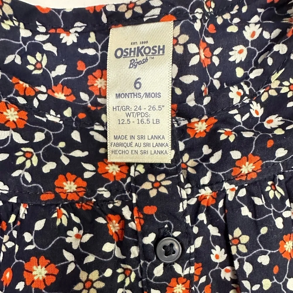OshKosh b'gosh overalls and long sleeve onesie sz 6 mth